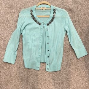 Kate Spade jeweled blue cardigan